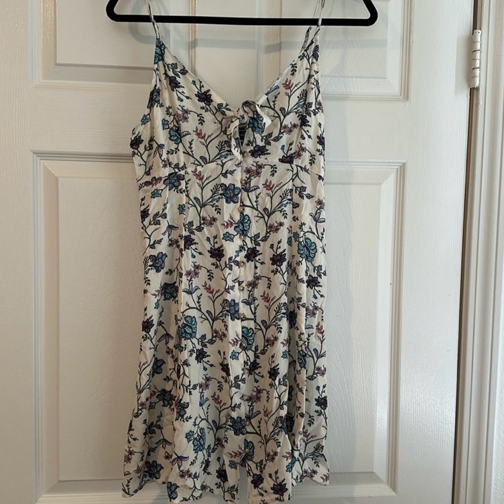 American Eagle Outfitters Floral Dress - Cream and Blue
